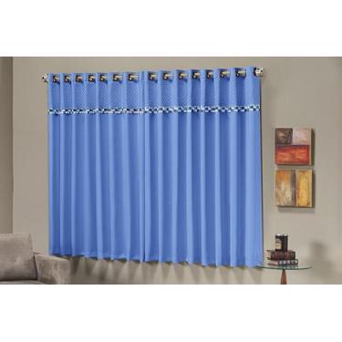 Imagem de Cortina Thierry Quarto Porta Balcão 2,00m X 2,30m. Azul - Decorativa E