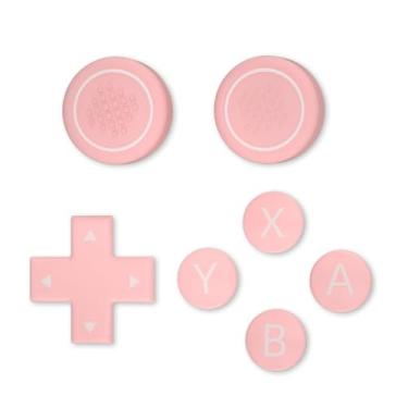 Imagem de NANANINO Switch Pro Controller Button Set, Silicone Cross D-Pad Button Cover Set Joystick Cover - ABXY Button Stickers, Button Set Compatible with Nintendo Switch Pro Controller - Pink