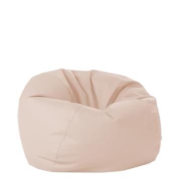 Imagem de Cadeira de vinil para pufe de 76 cm, móveis para crianças e adolescentes, perfeita para ler, jogar videogame ou relaxar - Bege