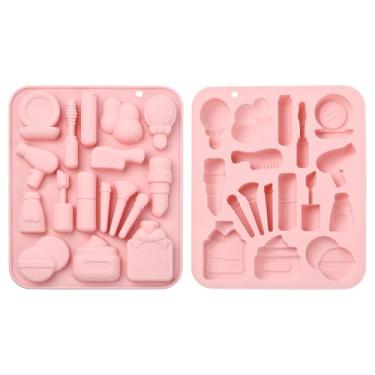 Imagem de DanLingJewelry 2 peças de maquiagem tema batom espelho pente em forma de perfume moldes de silicone para fazer você mesmo pudim de chocolate doces gelatina sabão