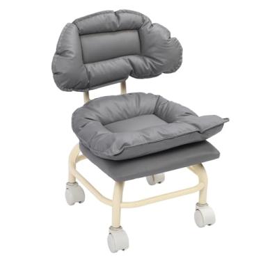 Imagem de Rolo Stool, 360 Graus Cadeira Giratória Com Rodas e Encosto, Cadeira Giratória Portátil para Home Office Gym Spa Low Rolling Stool Com Rodas Giratórias Universais, Assento de