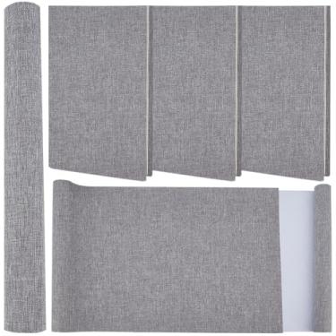 Imagem de CRASPIRE Tecido cinza escuro para encadernação de livros 127 x 29 cm com parte traseira de papel poliéster A4 a A8 capa de linho para álbum de livros, álbum de recortes, arquivo, faça você mesmo,