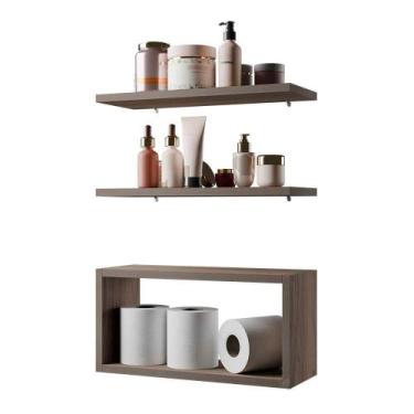 Imagem de Kit Prateleira Nicho Bruges para Banheiro Nogal 40 x 12cm - Mercado da