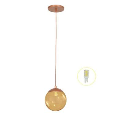 Imagem de Pendente Jabuticaba Cobre 1 Bola Esfera Globo De Vidro + Led - Arevo I