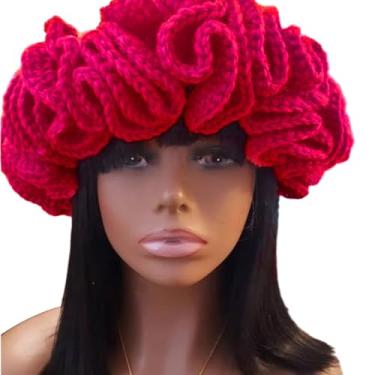 Imagem de YZZLZH Chapéu de crochê feito à mão para mulher adolescente pescador ao ar livre chapéu aba babados inverno à prova de vento carnaval chapéu