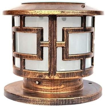 Imagem de CUTPOIY IP55 Luzes de paisagem solar jardim impermeável poste estilo europeu lâmpada de alumínio coluna exterior jardim pilar lâmpadas quintal deck rua lanterna altura-26 cm