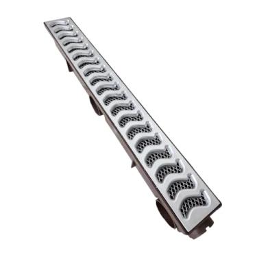 Imagem de Ralo Elite 6x50 cm para Borda de Piscina com Tela de Proteção e Coletora (Marrom)