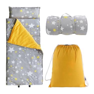 Imagem de Hi Sprout Tapete de cochilo infantil Minky Dot com travesseiro removível e cobertor macio, saco de dormir leve para jardim de infância pré-escolar para crianças, meninas, meninos (estrelas)