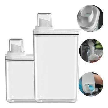 Imagem de Kit 2 Dispenser Lavanderia Porta Sabão Em Pó/ Líquido - Ou