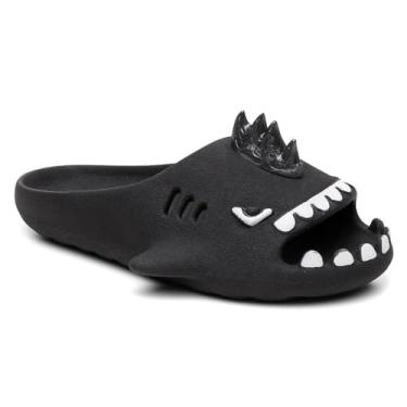 Imagem de Chinelo Infantil Slide Sharky Fun Tubarão Punk Divertido e 2 Barbatanas Extra