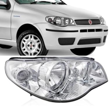 Imagem de Farol Ld Palio Siena Palio Weekend Strada Fire Moldura Mascara Metalizada Com Pisca Usa H7