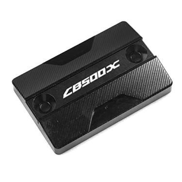 Imagem de Acc-Creativity Tampa do reservatório de fluido de freio dianteiro de alumínio para motocicleta, tampa do reservatório do cilindro mestre compatível com Honda CB400F CB400X CB500X (CB500X, preto)