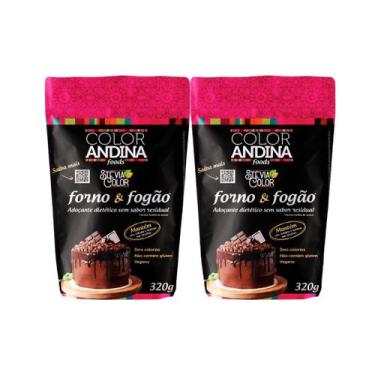 Imagem de KIT 2 Adoçante Stévia Culinário Fogão e Forno 320g Color Andina Foods