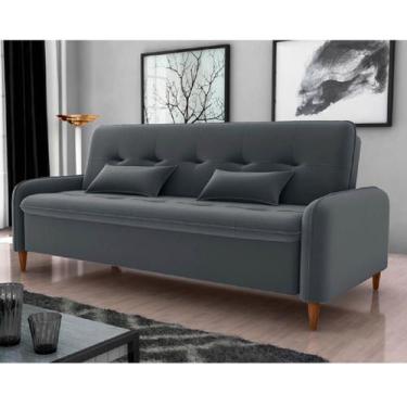 Imagem de Sofá-cama Donna 3 Lugares Reclinável Veludo Cinza - Matrix