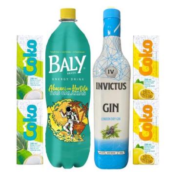 Imagem de Gin Invictus London 900ml + Baly Abacaxi c Hortelã 2L + Coko