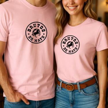 Imagem de Camiseta Algodão Unissex Casal Country Estampa Brutos Do Mato Modinha 