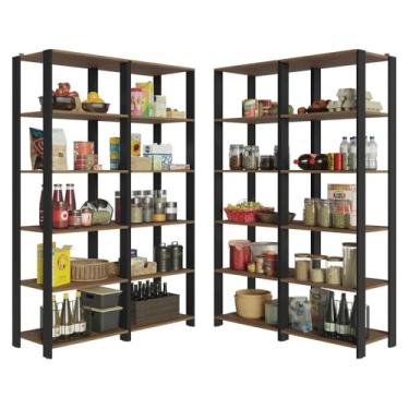 Imagem de Armário Estante Multiuso Organizador Despensa de Canto 20 Prateleiras 236cm Rustic/preto Madesa