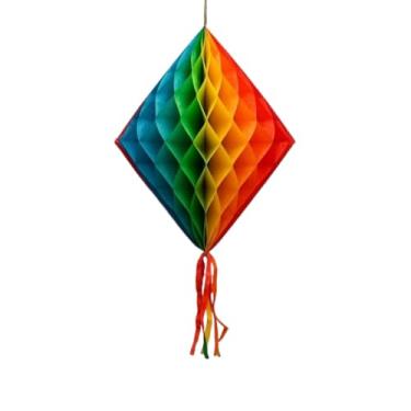 Imagem de Kit Completo Balões e Bandeirinhas Decoração Festa Junina Balão Colmeia Redondo, Colmeia e Lanterna (SEM Bandeirinha,1 UNID. Balão LOSANGO)