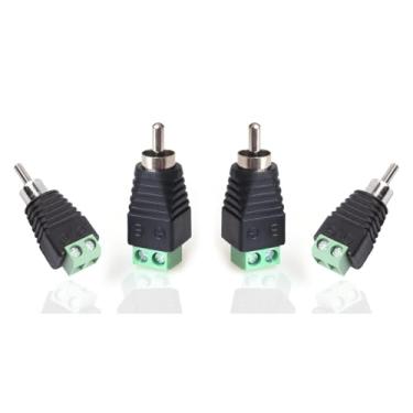 Imagem de California JOS Adaptador Phono RCA macho para terminal de parafuso AV fio para conector para áudio e vídeo (4 peças, plugue macho RCA)