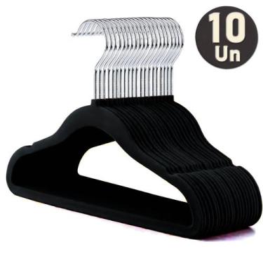 Imagem de Cabide Infantil 10Un Antideslizante Veludo Slim Com Gancho Cromado Gir