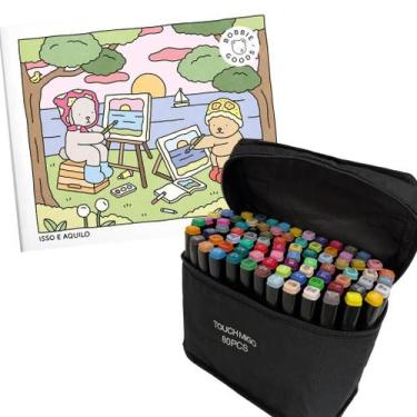 Imagem de Kit Livro Bobbie Goods Isso e Aquilo + Canetinha Touch, 80 Cores