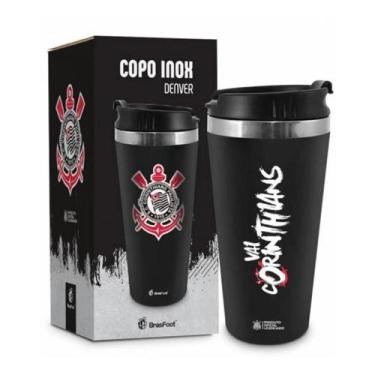 Imagem de Copo Térmico Emborrachado Do Corinthians 450ml Inox Original - BRASFOO
