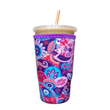 Imagem de Manga de café gelada de neoprene da Koverz – Manga isolante para bebidas frias, suporte de copos de neoprene – Starbucks manga de café, manga de café McDonalds, manga de café Dunkin – Grande Paisley