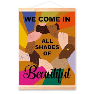 Imagem de Moldura de pôster de igualdade de diversidade multicultural para sala de aula, escola, escritório, berçário, decoração de parede, nós viemos em forma de bela tela arte de parede impressão de pôster