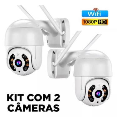 Imagem de Kit 2 Câmera Segurança Wi-Fi Externa Noturna Branca Sensor - Câmeras D