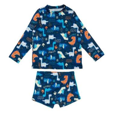Imagem de Conjunto Infantil Praia Menino Camisa Sunga Proteção Solar - Fofotinho