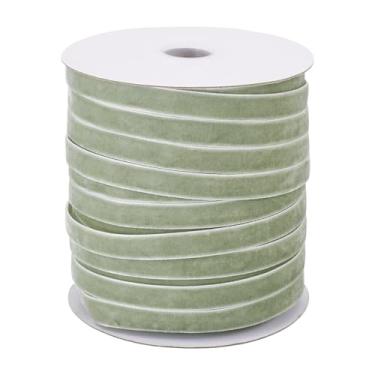 Imagem de Sparkeads Fita de veludo verde de 1,5 m x 0,9 cm, acabamento em tecido de cetim vintage, acabamento de fita de veludo de um lado para decoração de guirlanda de Natal, enfeites artesanais, enfeites de