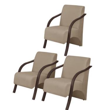 Imagem de Kit3 Poltronas Decorativas Vênus 1 Lugar Braço Pé Madeira D Salla Sued