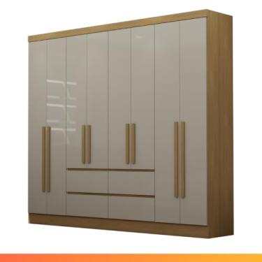 Imagem de Guarda Roupas Casal 8 Portas 4 Gavetas Turim Madeirado/Mocca