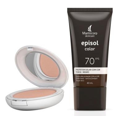 Imagem de Kit Protetor Solar Episol Color Pele Extra Clara FPS 50 Pó Compacto 10g e Protetor Solar Tom 6 Negro FPS 70 40ml