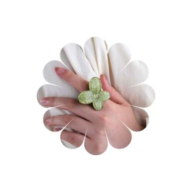 Imagem de Sttiafay Anéis de borboleta grandes e coloridos de resina acrílica grossa larga anel de borboleta vermelha com glitter joia feminina, Zinco, Sem pedra preciosa