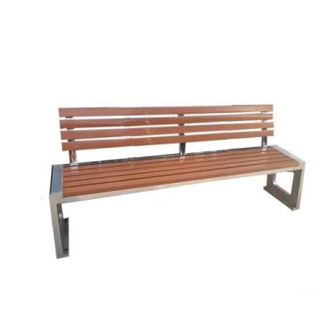 Imagem de ZzleoyuUUs-12 Banco de jardim ao ar livre bancos externos com encostos assentos quadrados de aço inoxidável que podem ser fixados ao banco do pátio