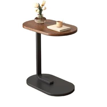 Imagem de Mesa lateral oval industrial Resistente e ideal para canto do sofá(Preto)