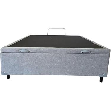 Imagem de Cama de Casal Tecido Suede Cinza Com Baú 1,38 X 1,88