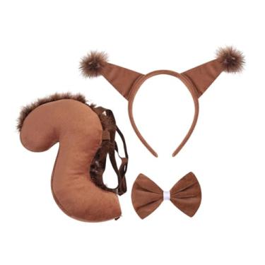 Imagem de oshhni Kit de fantasia de cauda de animal, arco de cabelo com orelhas de esquilo para cosplay, para baile de máscaras de Halloween, CafÉ