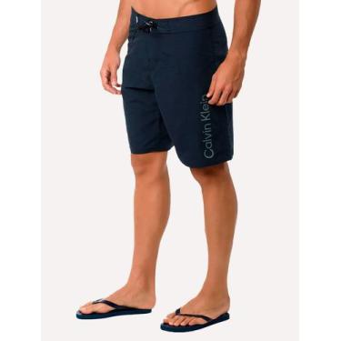 Imagem de Bermuda Calvin Klein Swimwear Masculina D'Água Vertical Logo Azul Mari