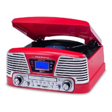 Imagem de Vitrola Raveo Harmony Retro C/ Bluetooth Usb Sd Cd Fm Aux