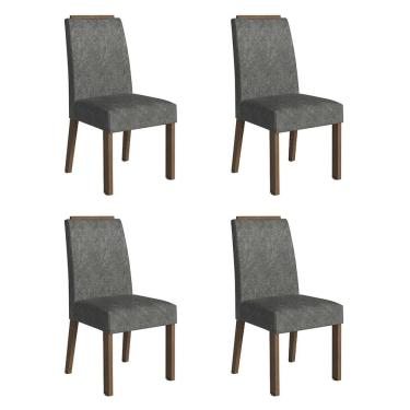 Imagem de Kit 4 Cadeiras de Jantar 4255 com Espaldar Rustic/Silver Madesa