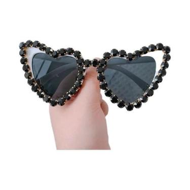 Imagem de Óculos De Sol Femininos UV400 Estilo Coração Com Diamantes Clássicos E