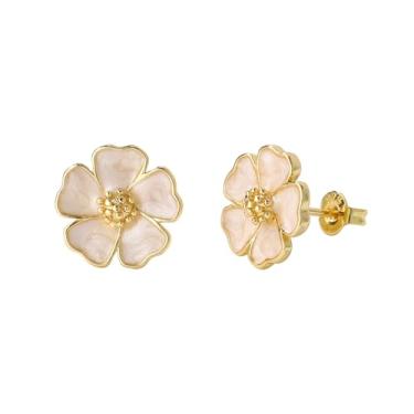 Imagem de Lindos brincos de flor azul pequeno com 5 pétalas para mulheres, brinco de flor exclusivo para presente leve para o dia a dia, Latão, Sem pedra preciosa