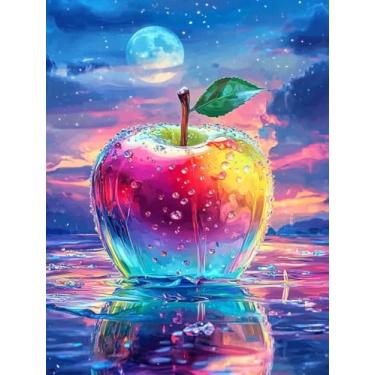 Imagem de Diymood Kits de pintura de arte de diamante 5D DIY para adultos, pintura com diamante arte fruto broca completa tela redonda bordado mosaico iniciante casa decoração de parede presente 30,5 x 40,6 cm