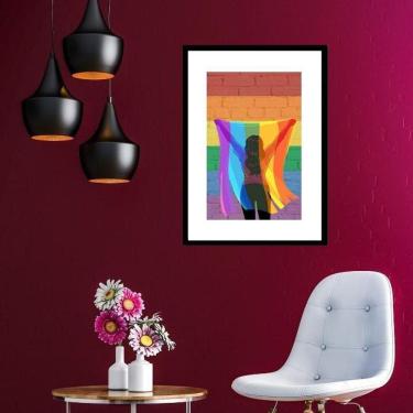 Imagem de Quadro Levante A Bandeira Lgbt - 60X48Cm