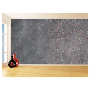 Imagem de Papel De Parede 3D Concreto Linhas Dourado Rose 3,5M Kkt208