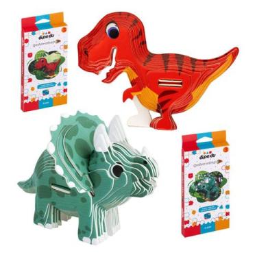 Imagem de Kit 2 Quebra Cabeça 3d Dinossauro Em Papel T-rex Enigma - BRW