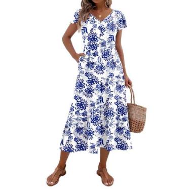 Imagem de Vestido Zeagoo com estampa floral de praia, longo, em camadas, fluido 