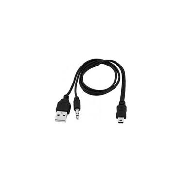 Imagem de Cabo: Mini USB V3 triplo e alto-falante auxiliar com conector de 3,5 m
